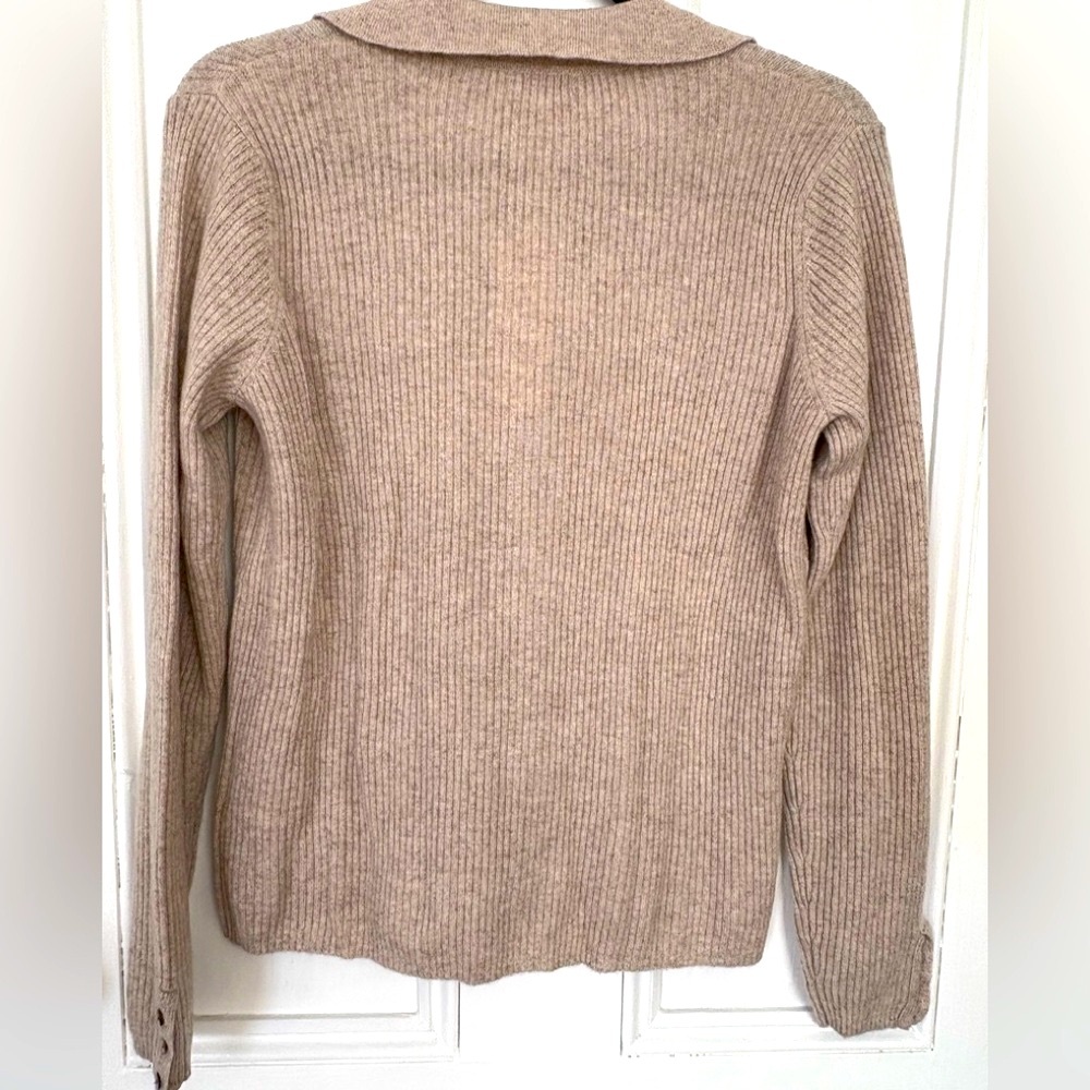 Minnie Rose Ribbed Cashmere Button-Down Sweater Cardigan, XS - Picture 2 of 7